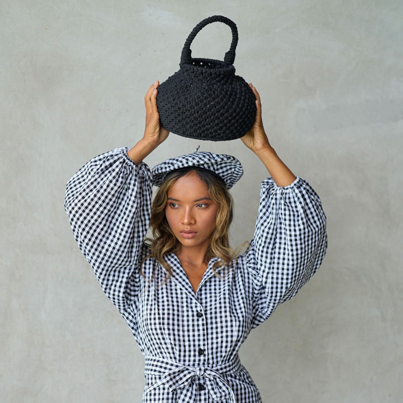 Thumbnail of Naga Macrame Bucket Bag In Black image