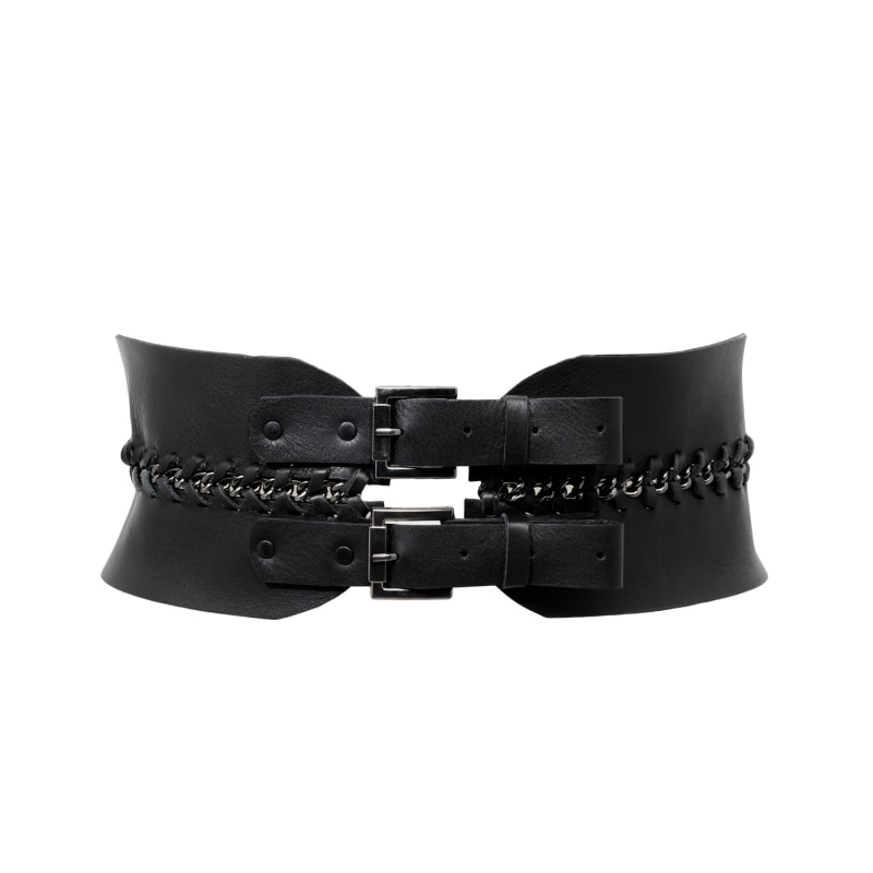 Wide Black Leather Waist Corset Belt Frea, PLIK x HAYA