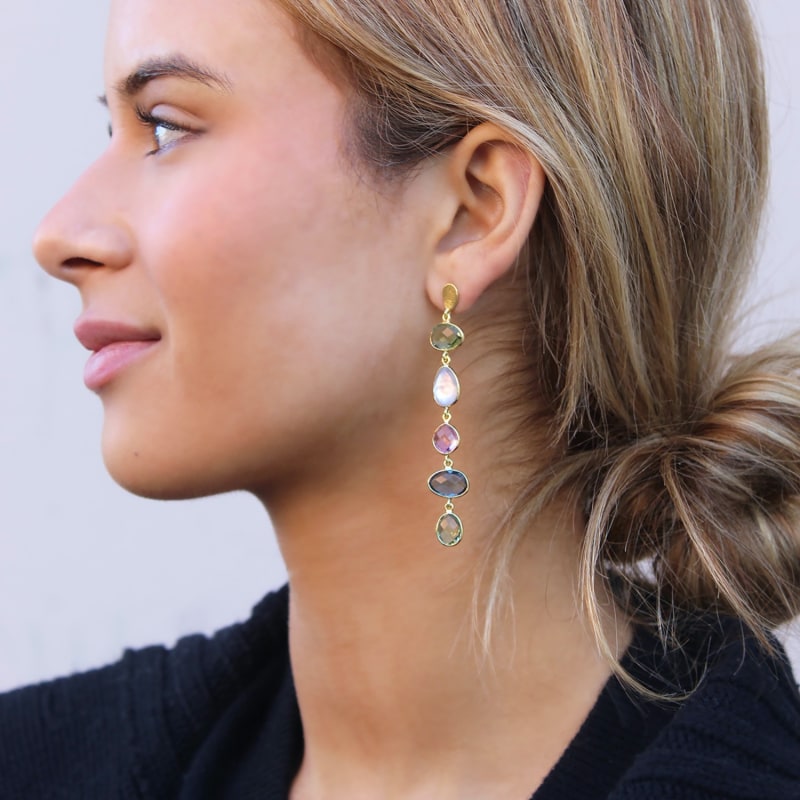 Nana Multicolor Stone Earrings Marcia Moran Wolf Badger