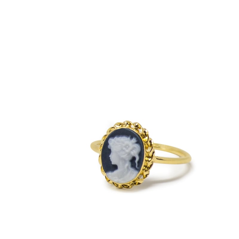 Thumbnail of Gold-Plated Black Mini Cameo Ring image