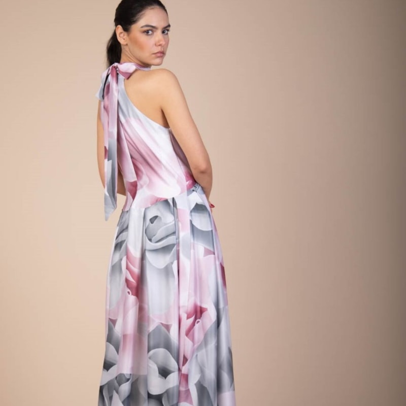 Thumbnail of Nancy Print Silk Satin Maxi Length Dress image