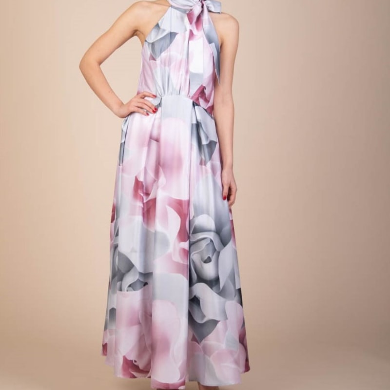 Thumbnail of Nancy Print Silk Satin Maxi Length Dress image