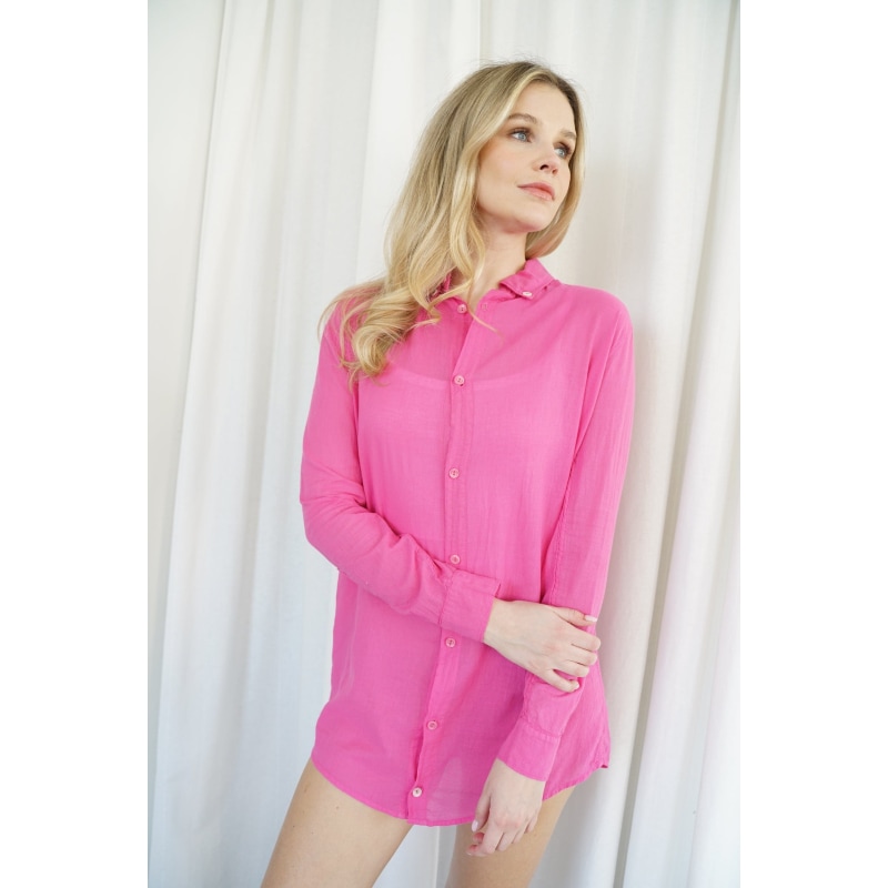 Thumbnail of Naomi Linen Tunic Blouse - Pink Aster image