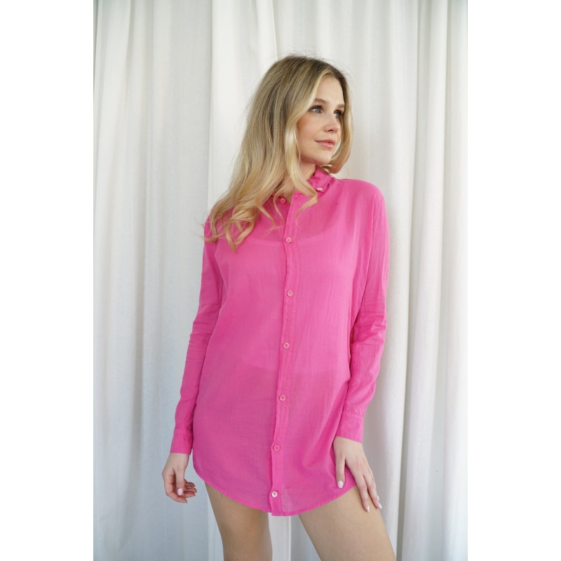 Thumbnail of Naomi Linen Tunic Blouse - Pink Aster image