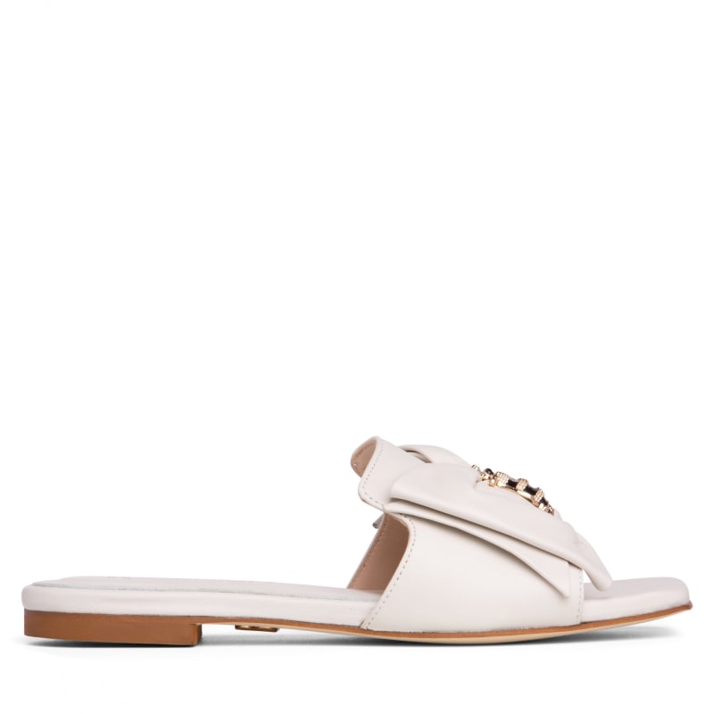 Natia Off-White Flat Leather Sandal | Beautiisoles by Robyn Shreiber ...