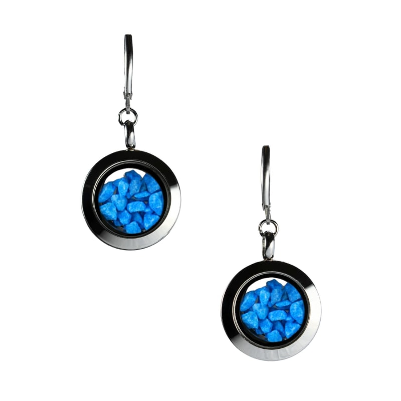 Thumbnail of Natural Blue Stones Stainless Steel Dangle Earrings Midi Size image