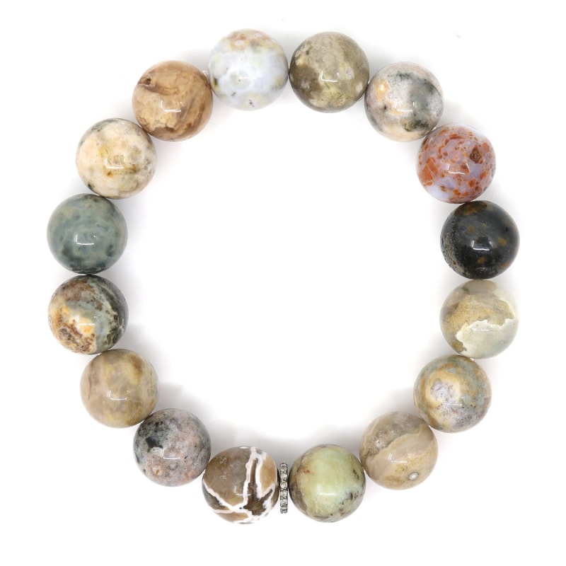 Thumbnail of Natural Jasper & Diamonds Beaded Bracelet image