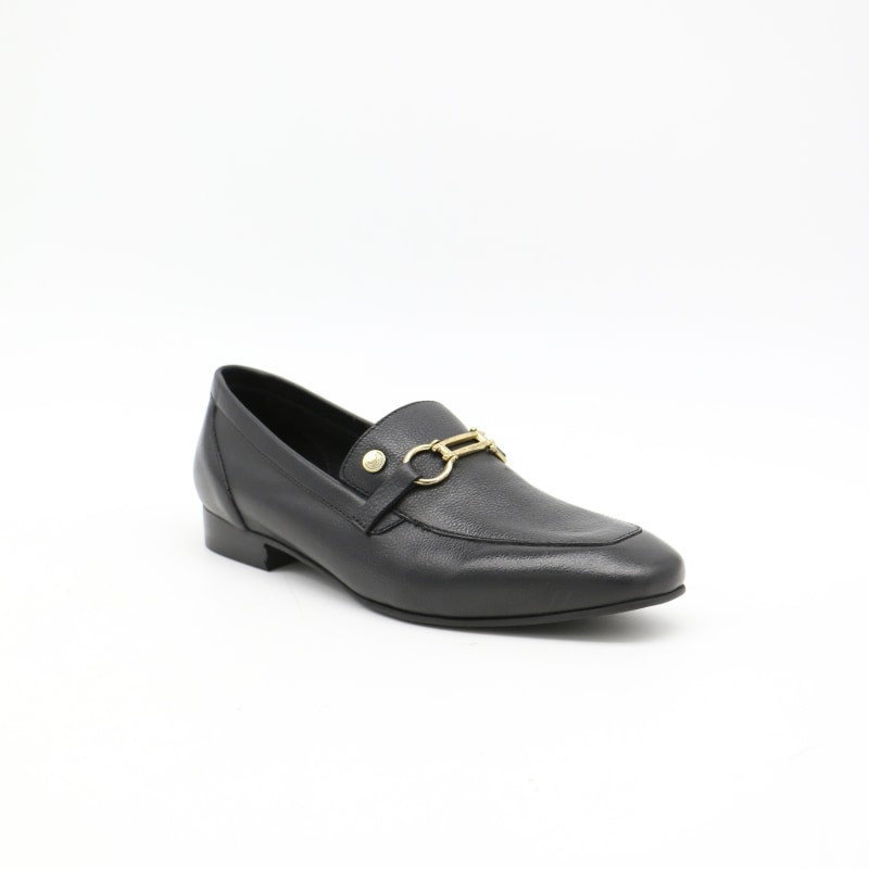 Thumbnail of Natural Loafers In Smooth Black Leather image