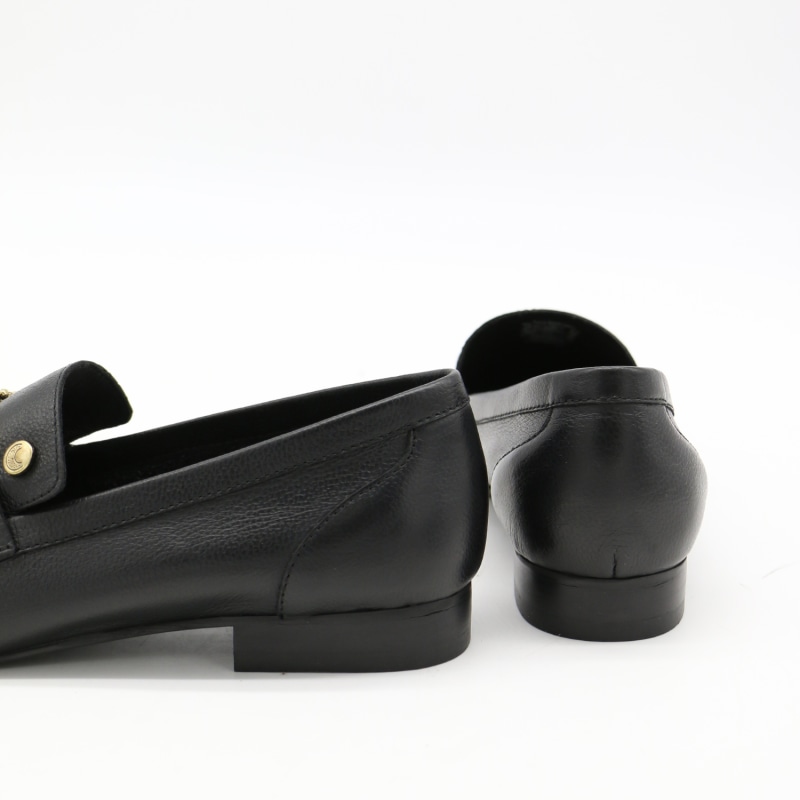 Thumbnail of Natural Loafers In Smooth Black Leather image