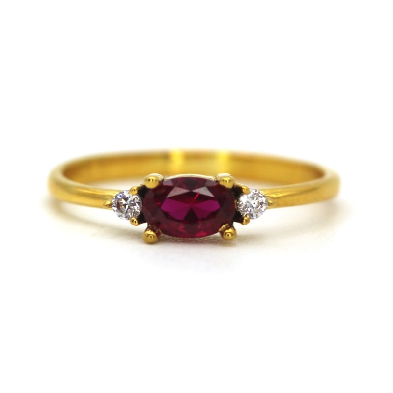 Thumbnail of Natural Oval Ruby And Diamond Yellow Gold Ring image