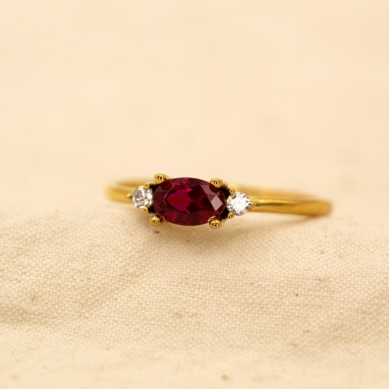 Thumbnail of Natural Oval Ruby And Diamond Yellow Gold Ring image