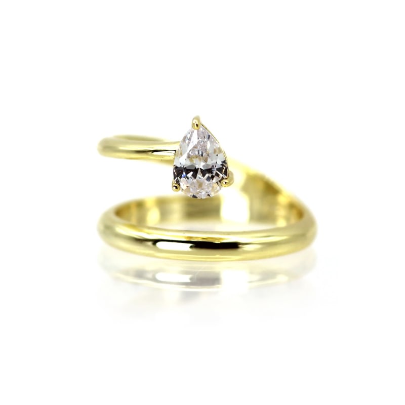 Thumbnail of Natural Pear Cut Lab Grown Diamond Yellow Solid Gold Ring image