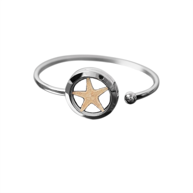 Thumbnail of Natural Nude Color Starfish Stainless Steel Bracelet - Vacation On The Beach image