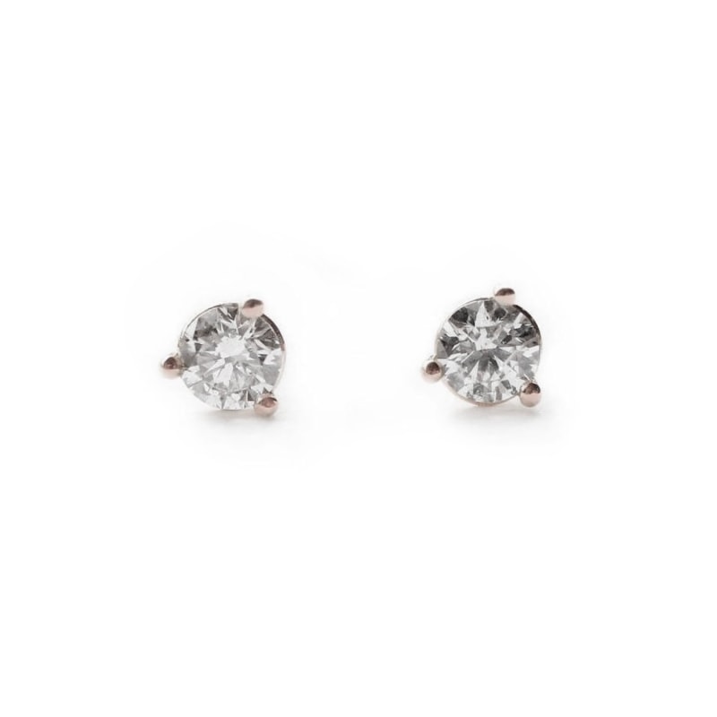 Tiny diamond stud earrings white hot sale gold