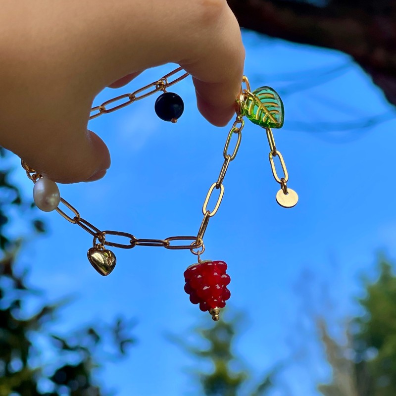 Thumbnail of Nature's Love Charm Bracelet - Raspberry image