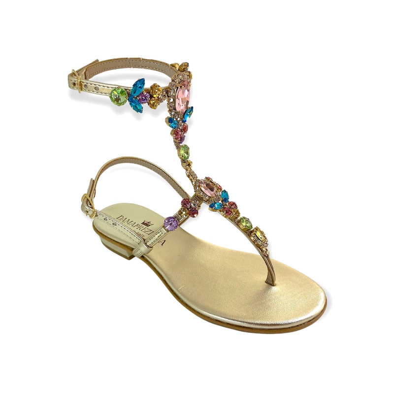 Thumbnail of Lucrezia Flat Sandal With Multicolor Crystals image