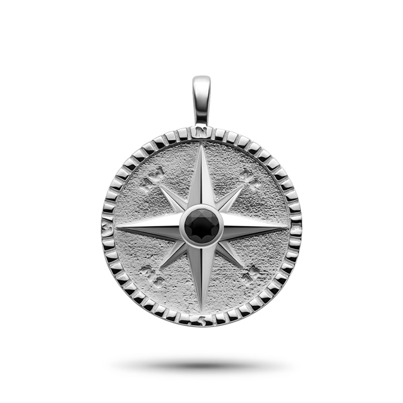 Nautical Compass Ring Hammered Finish Disk Sterling Silver Nautical Compass Ring Hammered Finish Disk Sterling Silver