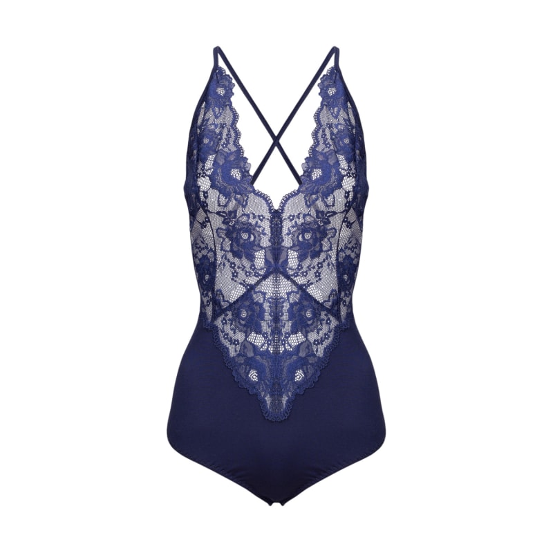 GEO LACE BODYSUIT in Navy Multi