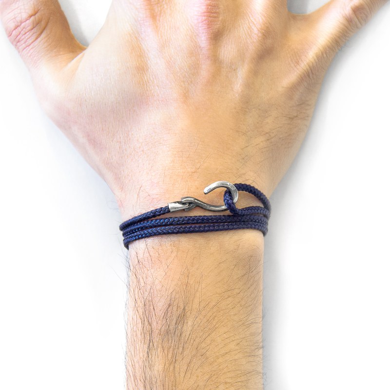 Thumbnail of Navy Blue Heysham Silver & Rope Bracelet image