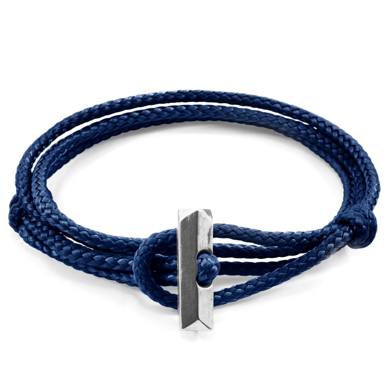 Thumbnail of Navy Blue Oxford Silver & Rope Bracelet image