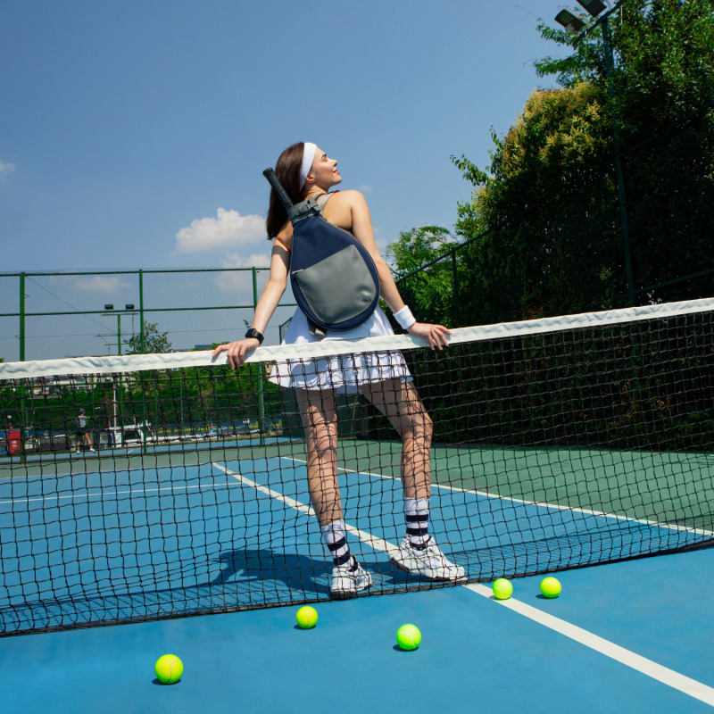 Thumbnail of Navy Canvas & Grey Leather Tennis Racket Bag image