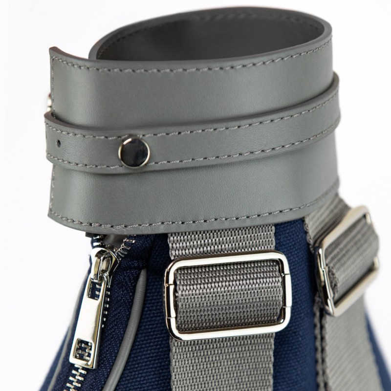 Thumbnail of Navy Canvas & Grey Leather Tennis Racket Bag image