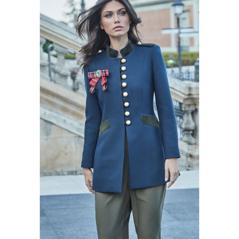 Navy crepe blazer shop