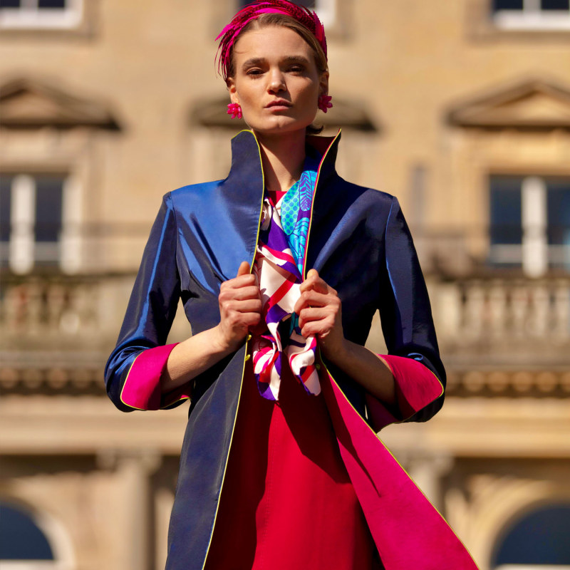 Navy / Wildrose Reversible Long Holden Jacket | Beatrice von 