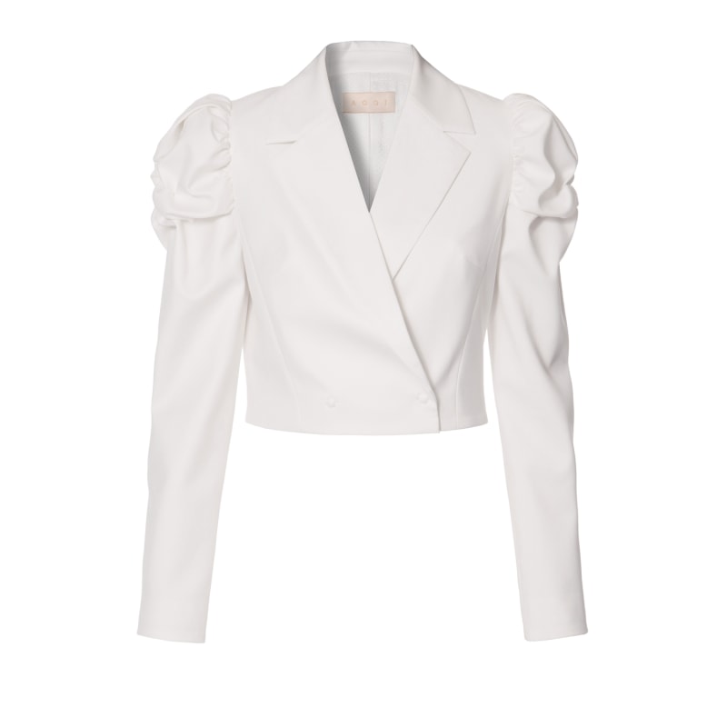 Thumbnail of Naya Aesthetic White Short Blazer With Puffed Sleeves image