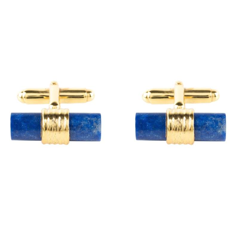 Thumbnail of Cylindrical Cufflink Gold Lapis Lazuli image