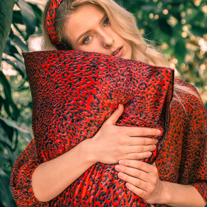 Thumbnail of Red Animalier Silk Pillow Case image