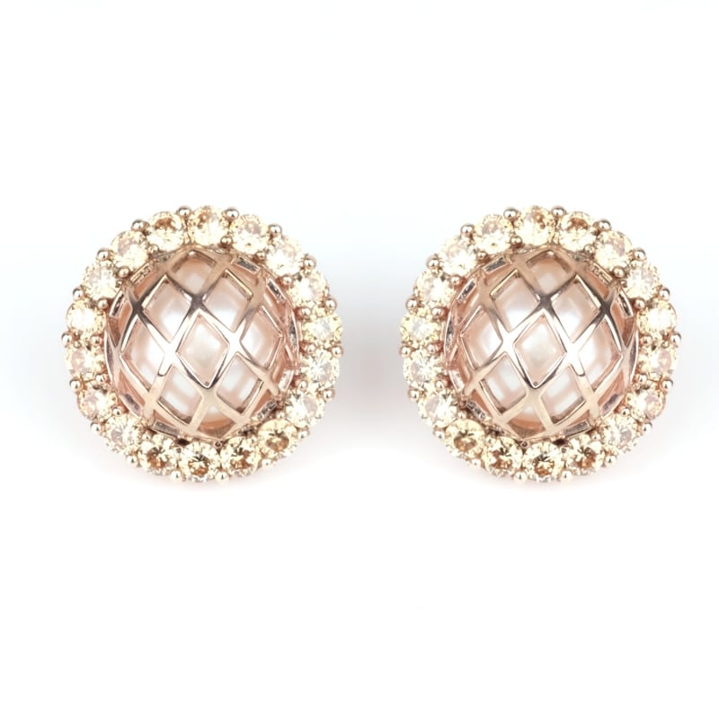 Thumbnail of Medium Signature Earrings With Cz Rose Gold image