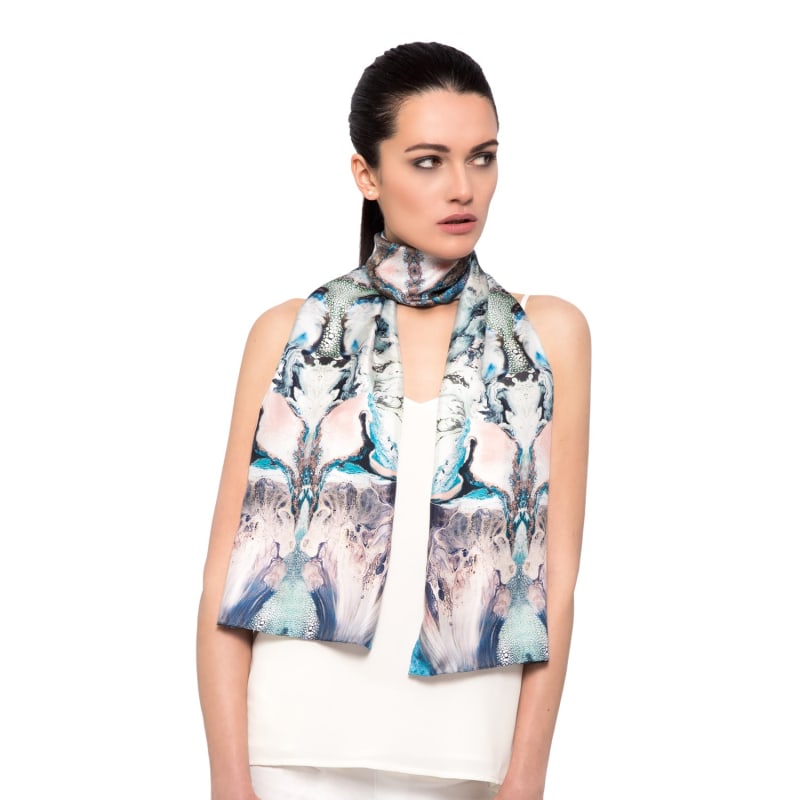 Thumbnail of Ocean Depths Small Silk Scarf image