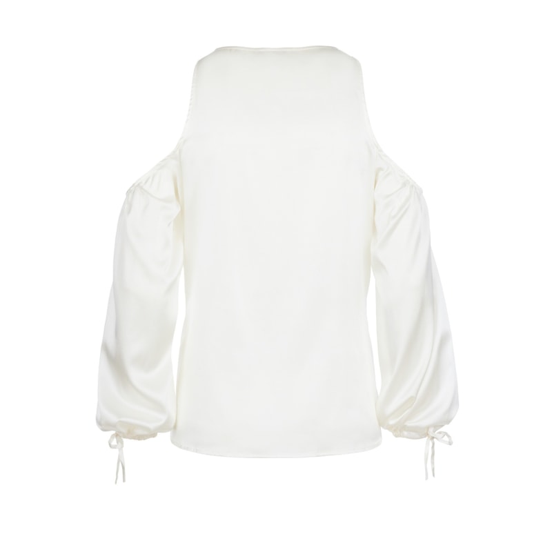 Thumbnail of Lu White 100% Organic Peace Silk Blouse With Cold Shoulder image