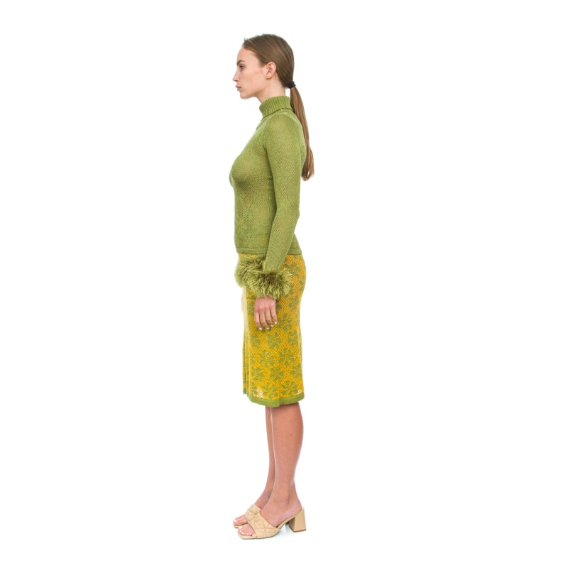 Thumbnail of Green Knit Skirt With Handmade Knit Details image