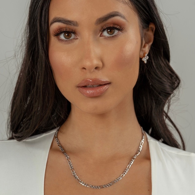 Silver figaro chain womens deals