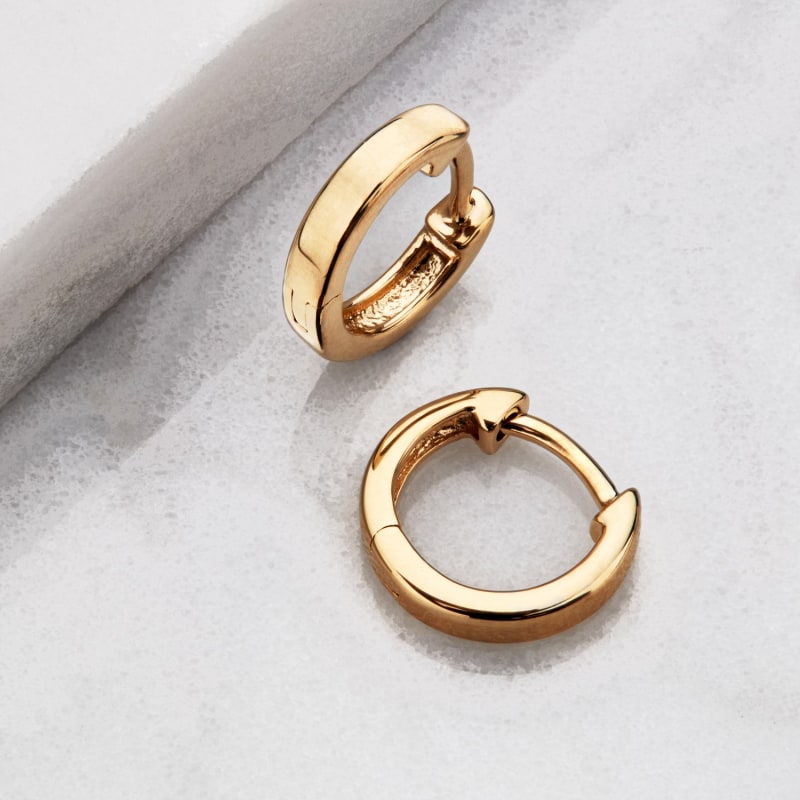 Thumbnail of Small Solid Gold Plain Huggie Hoop Earrings image