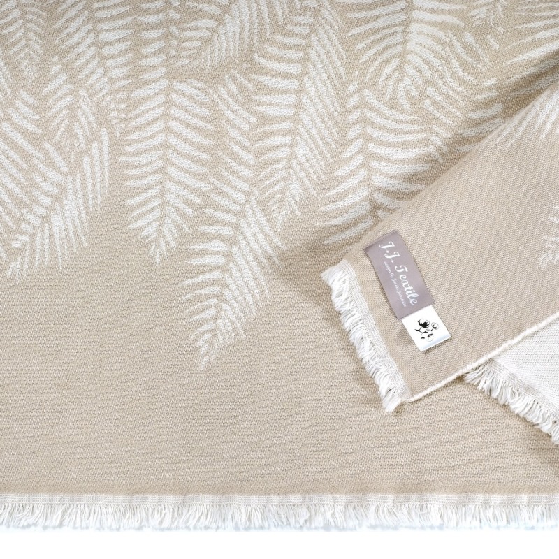 Thumbnail of Beige Fern Pure Cotton Throw image