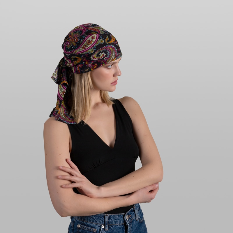 Thumbnail of Neli - Black Paisley Print Cotton Bandana image