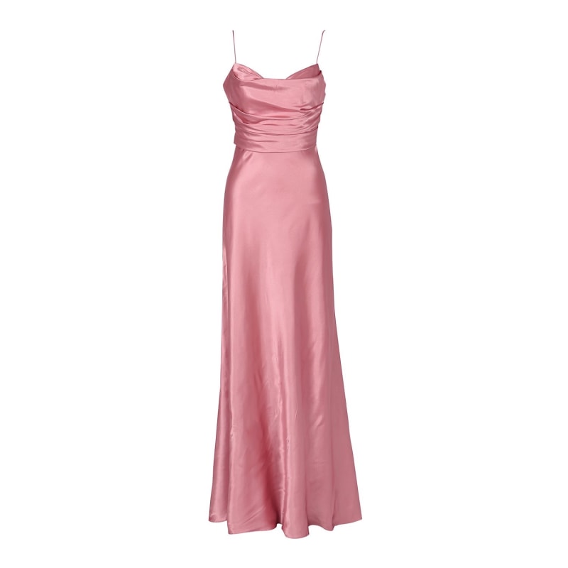 Nell Dusty Rose Satin Evening Gown by Dress 2 Party