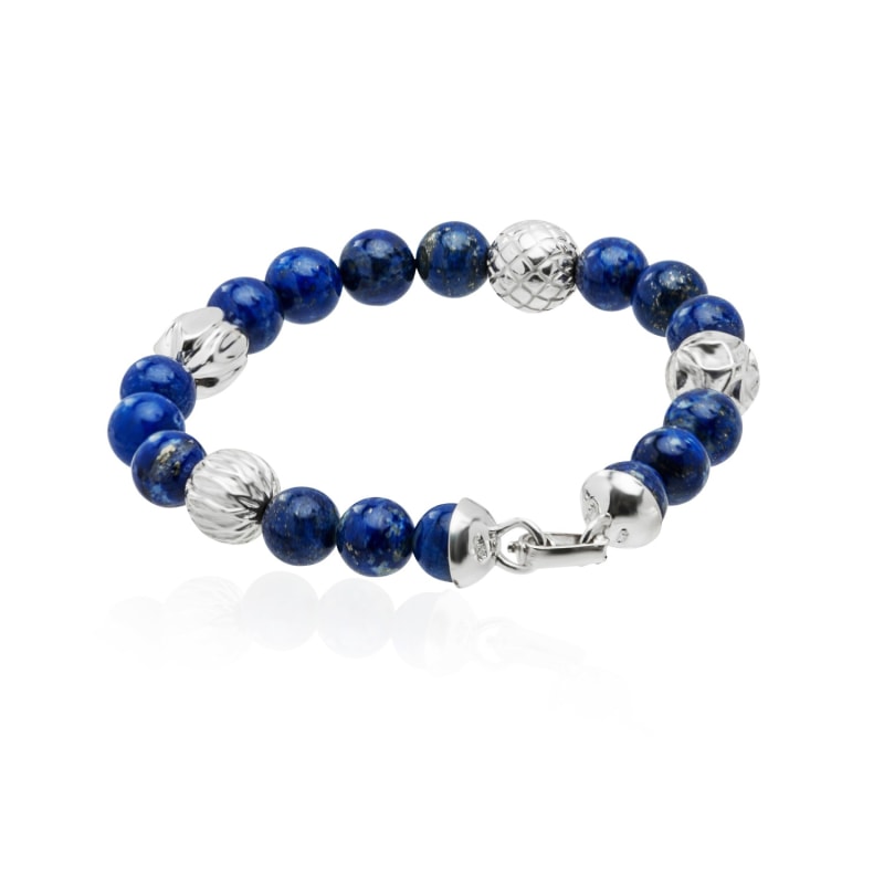 Thumbnail of Handmade Silver Spheres & Lapis Lazuli Bracelet With Cactus Motif image