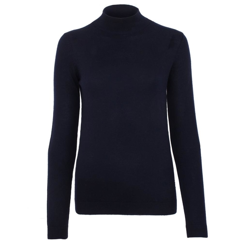 Thumbnail of Women's Pure Extra Fine Merino Wool High Neck Hayley Jumper - Navy image