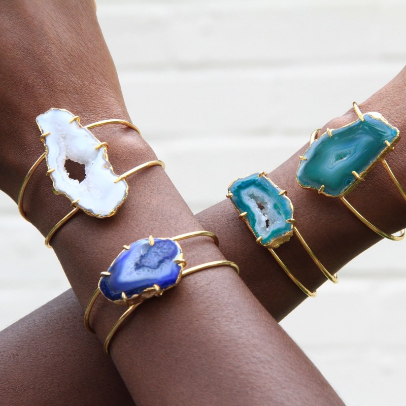 Thumbnail of Natural White Gemstone Summer Love Cuff Bracelet image