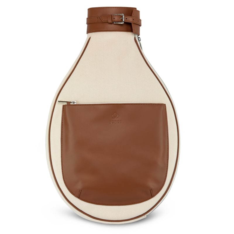 Thumbnail of Neutral Canvas & Brown Leather Tennis Racket Bag image