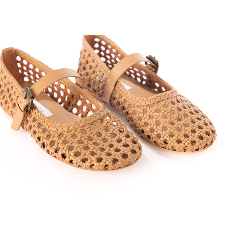 Woven leather ballet flats hotsell