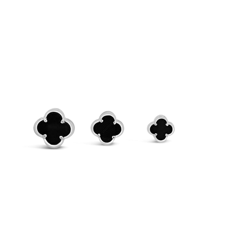 Thumbnail of Clover Stud Earring Twelve Mm -Black Agate image