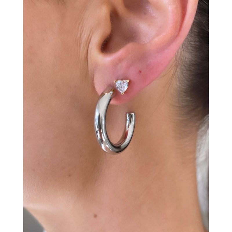 Sterling Silver Hoop Earrings Chunky Silver Hoop Earrings 