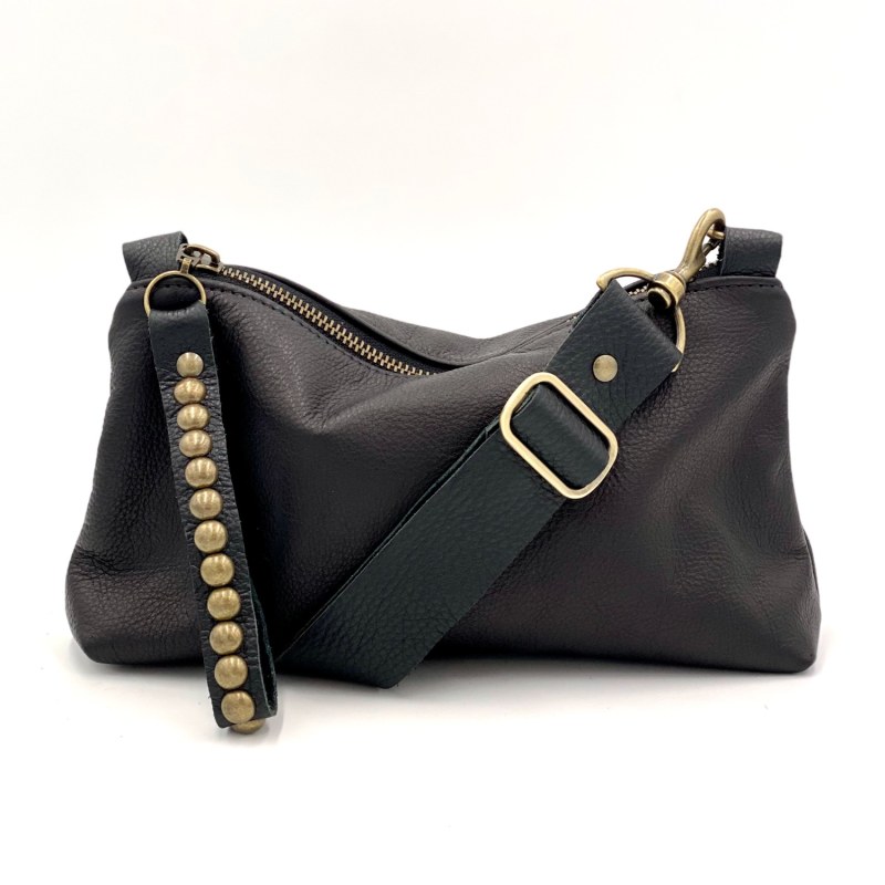 Soft leather best sale black crossbody bag
