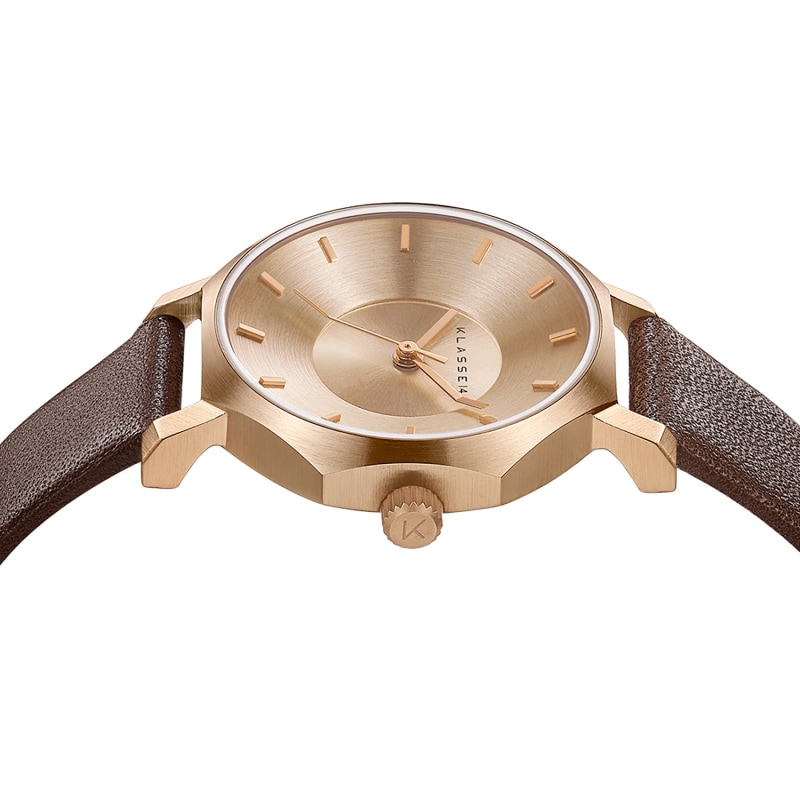 Okto Rose Gold Brown Leather 28Mm by KLASSE14