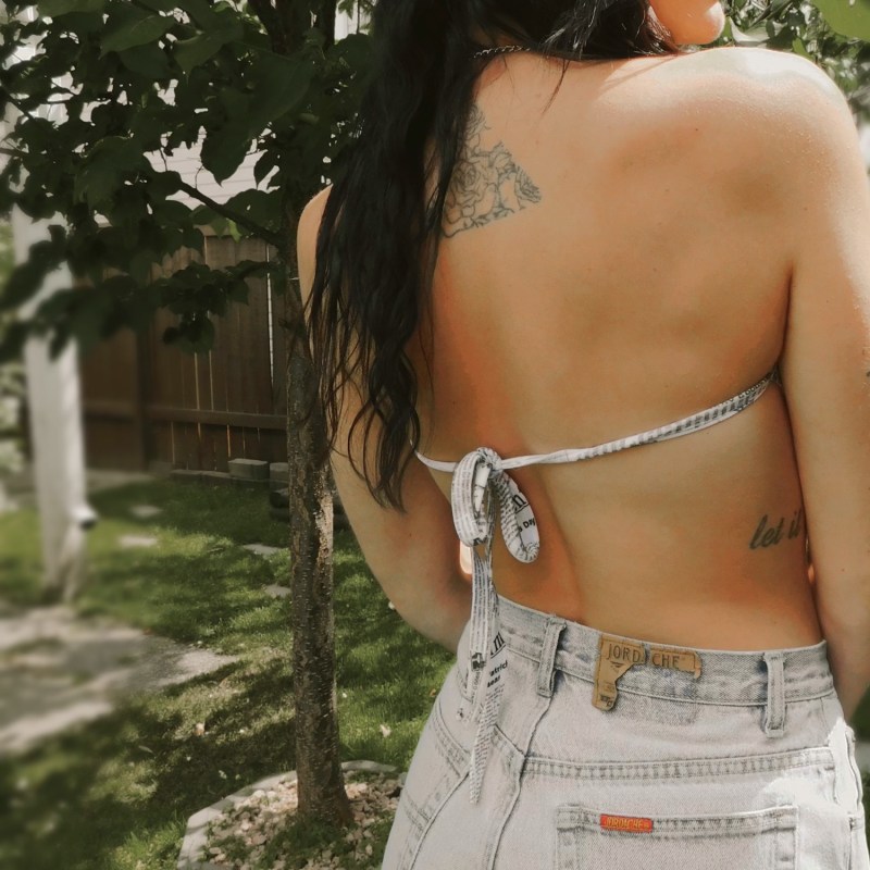 Thumbnail of Newspaper And Chain Backless Halter Top image